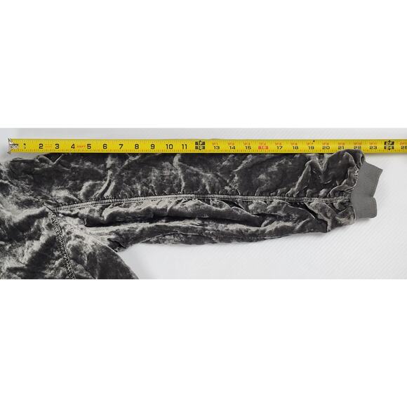 Free People Womens Small Velour Gray Jacket Ruched Velvet Bomber Shiny Retro - Picture 8 of 9